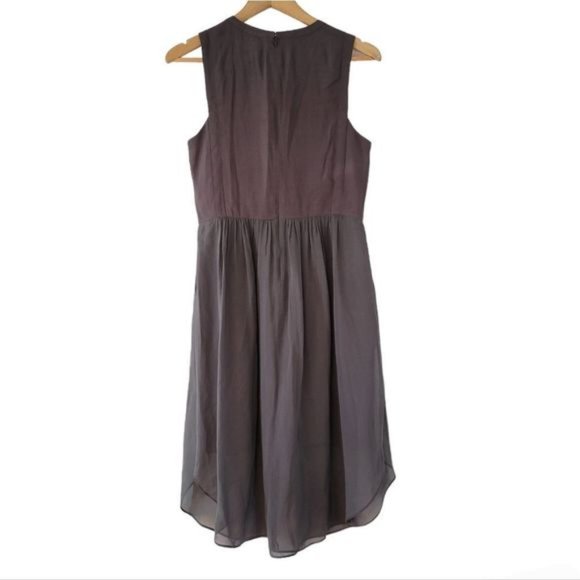 Madewell Lakeshore Silk Sleeveless Midi Dress Gray Size 4. - Picture 7 of 9